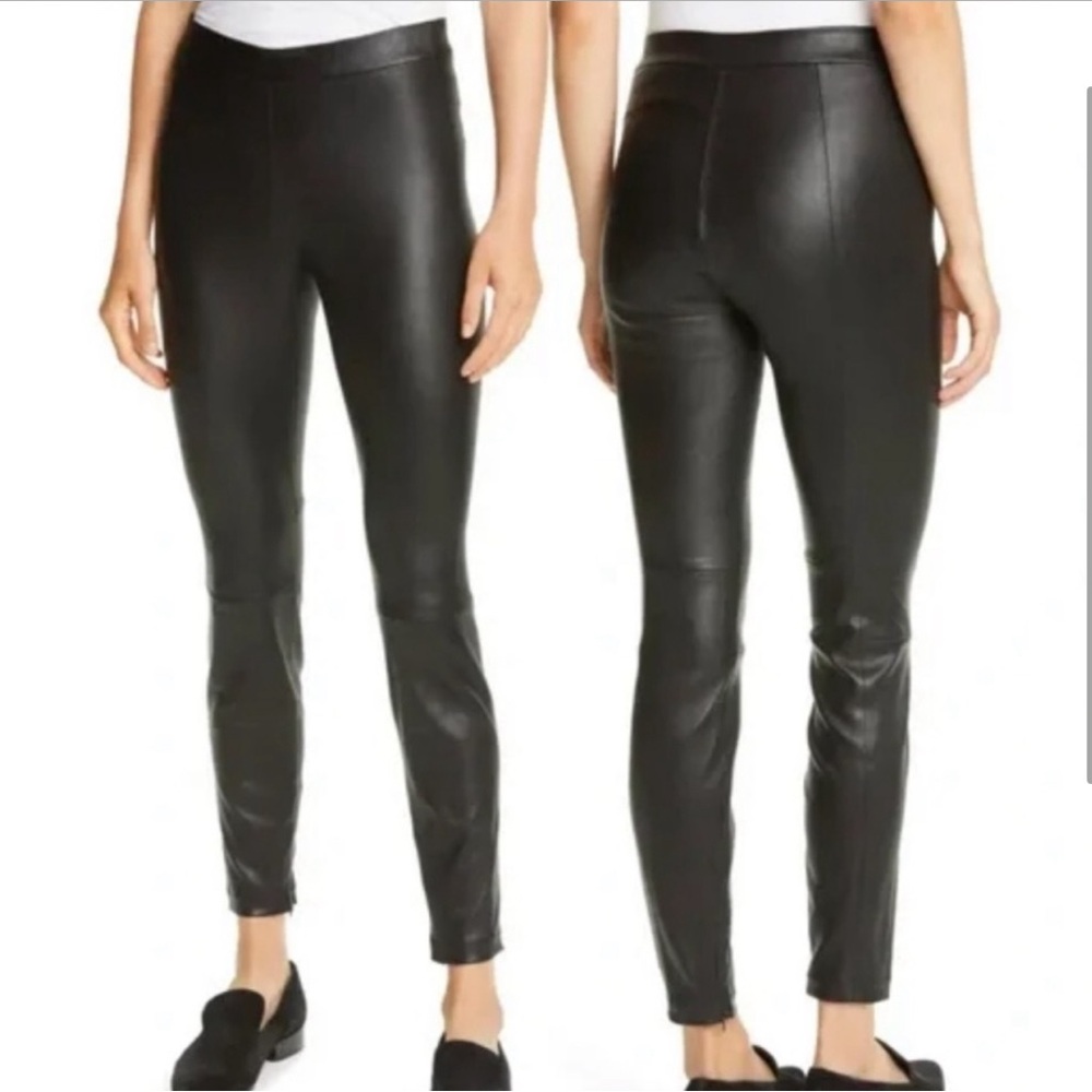 Vince Lamb Leather Skinny Leg Pants Black Size Size Small